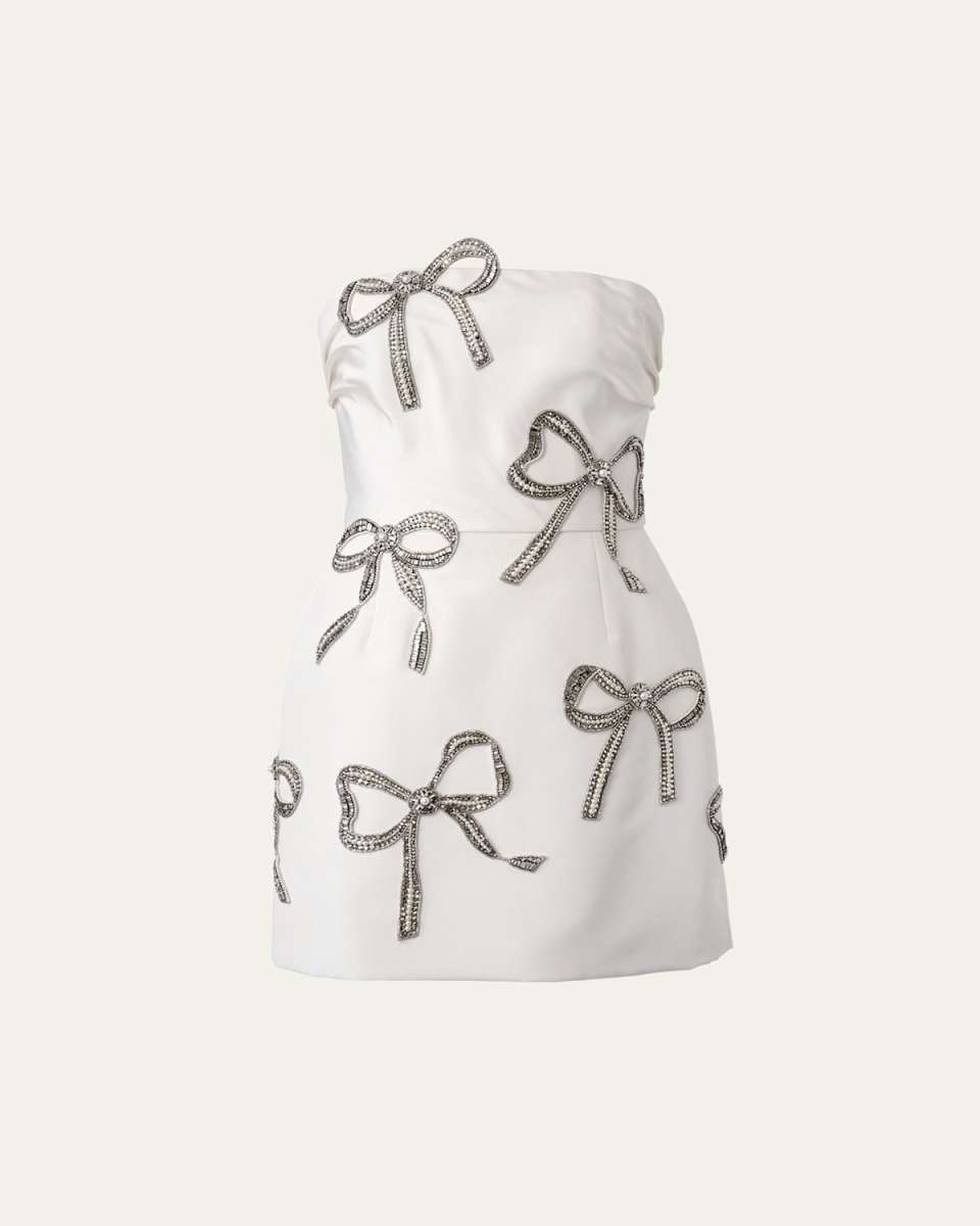 Crystal Bow Strapless Mini Dress
